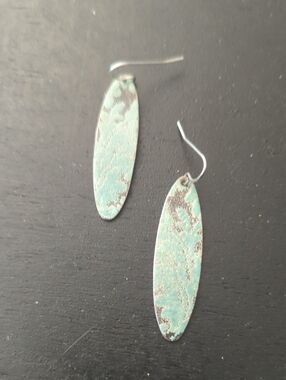Sterling Silver And Green Enamel Earrings